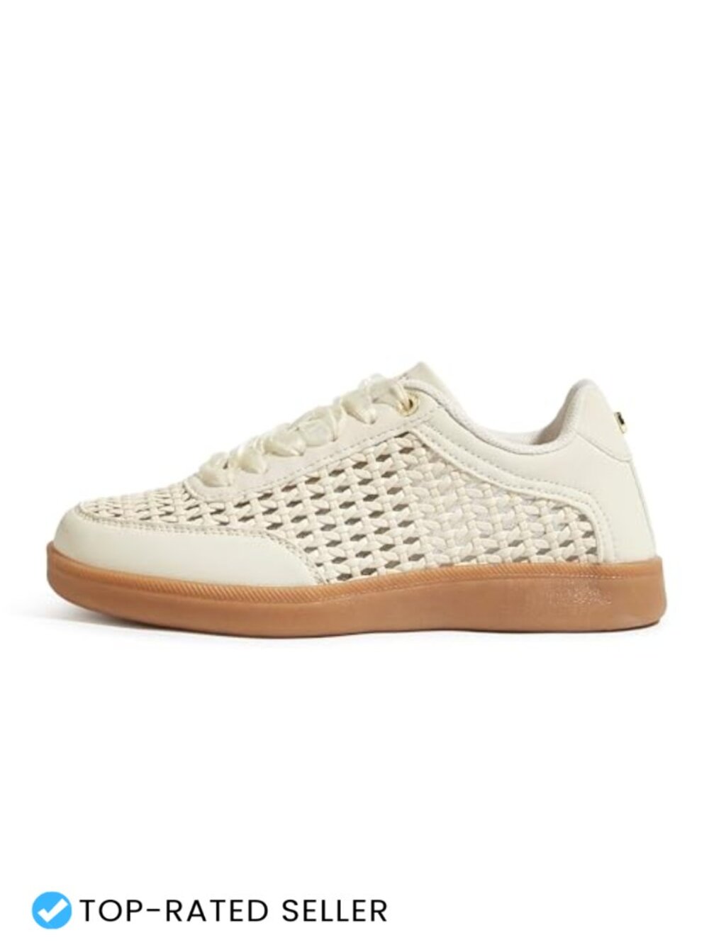 Women Braided Raffia Sneakers Faux Leather Walking Shoes Lace-Up
